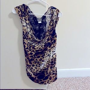 Leopard print top with lace back